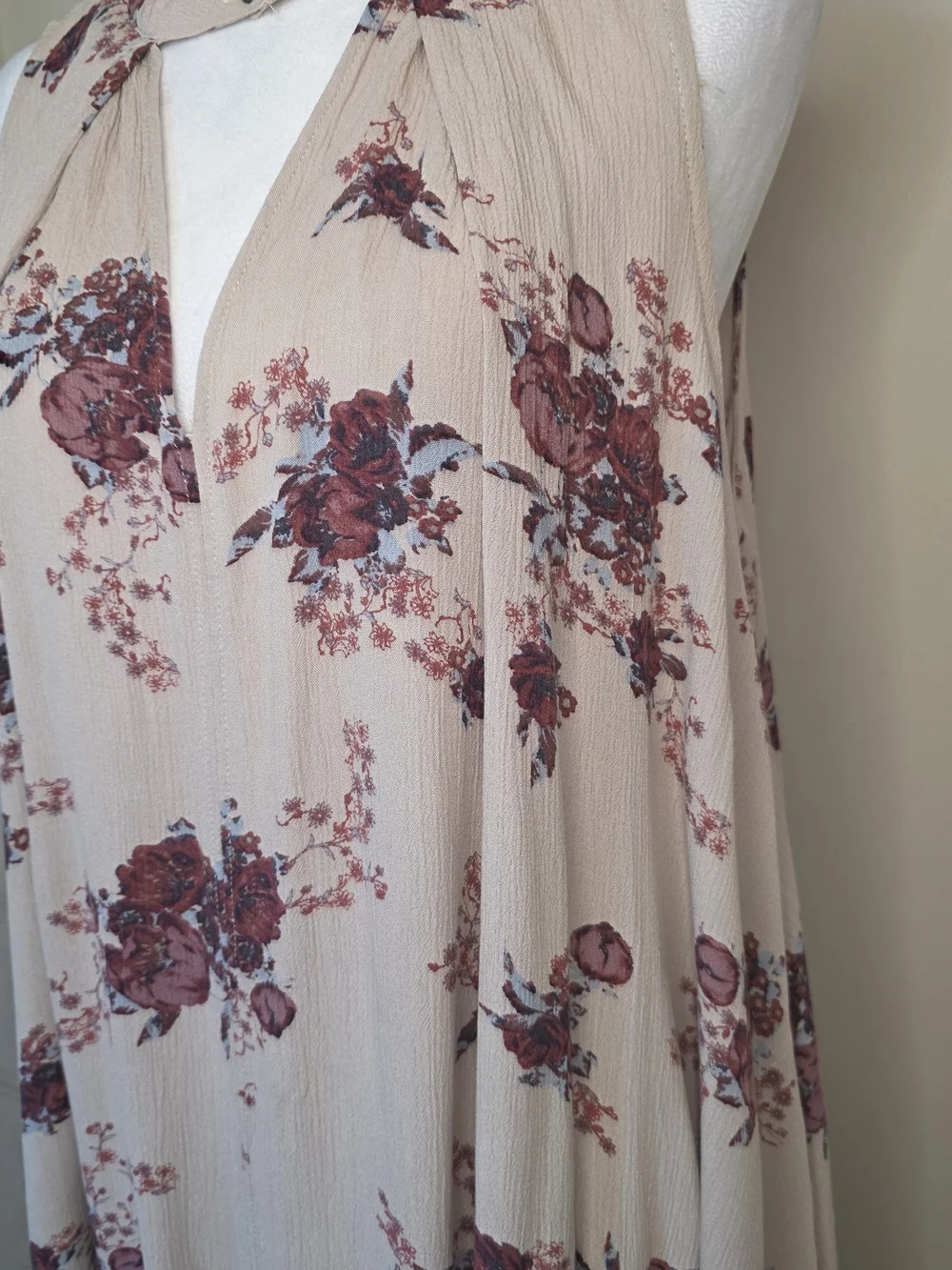 Free People Floral Trapeze Mini Dress Boho Romantic Keyhole Small